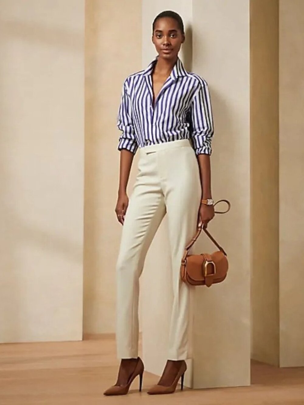 Ralph Lauren Purple Label White/Purple Stripe Shirt 8